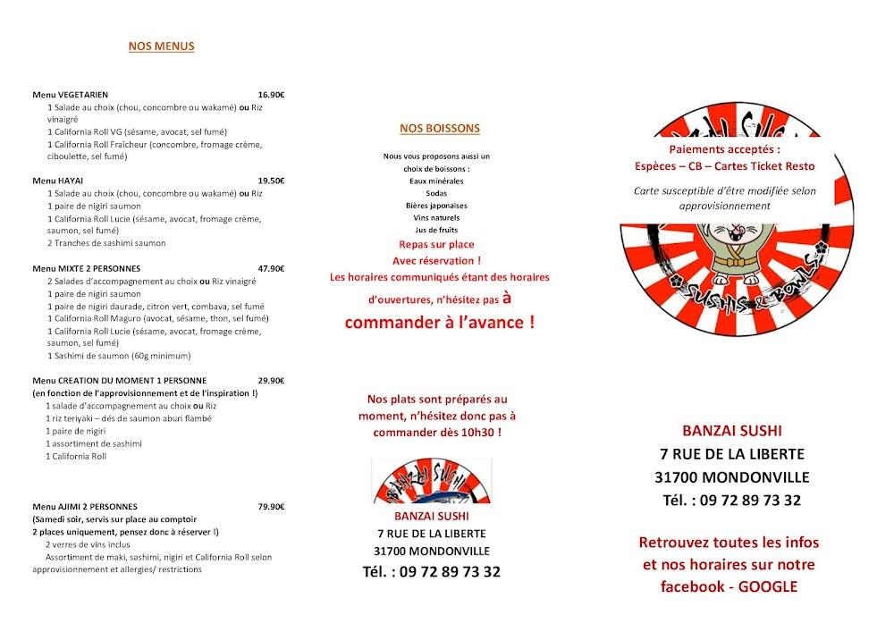 Banzaï Sushi - Menu Image 1